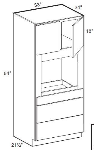 OC332484U - Glasgow Polar White - Universal Oven Cabinet 33" x 84" - Double Doors