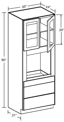 OC332490PFGU - Fulton Mocha - Universal Oven Cabinet 33"x90" - Double Door Prepped For Glass