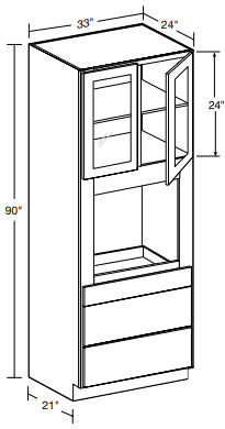 OC332490PFGU - Nantucket Polar White - Universal Oven Cabinet 33"x90" - Double Door Prepped For Glass