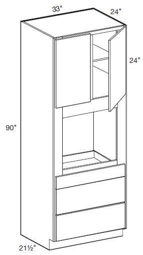 OC332490U - Glasgow Polar White - Universal Oven Cabinet 33" x 90" - Double Doors