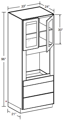 OC332496PFGU - Fulton Mocha - Universal Oven Cabinet 33"x96" - Double Door Prepped For Glass