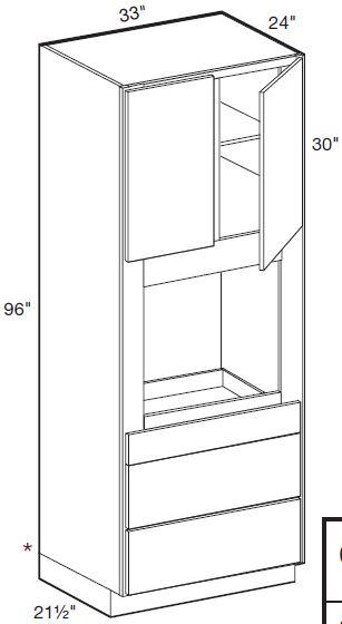 OC332496U - Manhattan High Gloss Metallic - Universal Oven Cabinet 33" x 96" - Double Doors