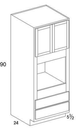 OC339024UD - York White - UD Double Oven Cabinet - Partial Overlay Doors/Drawers - Special Order