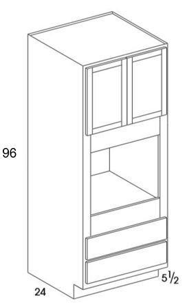 OC339624UD - York Grey - UD Double Oven Cabinet - Partial Overlay Doors/Drawers - Special Order