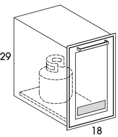 PPBV18HI - Flat Ash - Outdoor Propane Pull-Out Hardscape Insert - Single Pull-out Door / Ventilated - Special Order