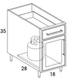 PPBV18L - Shaker Ash - Outdoor Pots and Pans Cabinet - Single Door / Drawer - Special Order