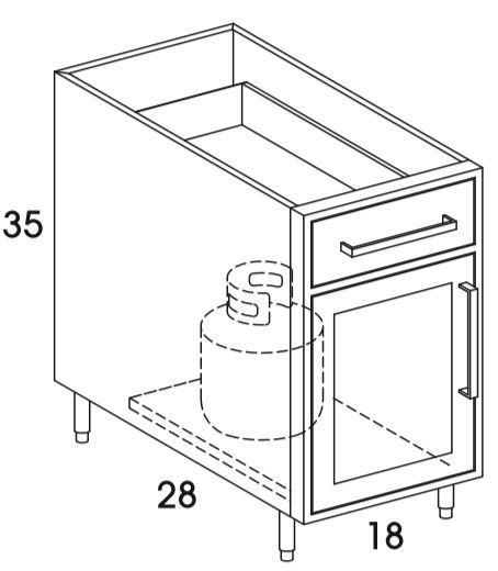 PPBV18L - Shaker White - Outdoor Pots and Pans Cabinet - Single Door / Drawer - Special Order