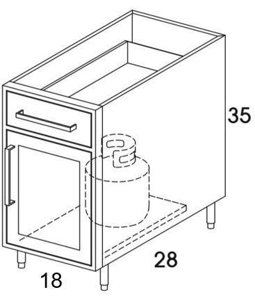 PPBV18R - Shaker White - Outdoor Pots and Pans Cabinet - Single Door / Drawer - Special Order