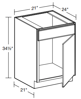 SB21R - Fulton Mocha - Sink Base 21" Right - Single Door/Single False Front - Hinges On Right