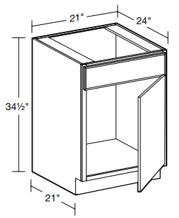 SB21R - Manhattan High Gloss Metallic - Sink Base 21" Right - Single Door/Single False Front - Hinges On Right