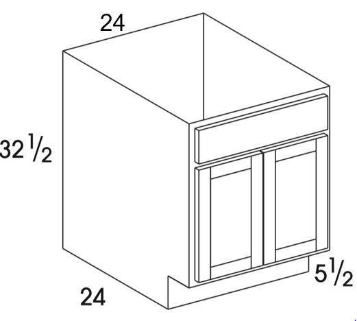 SB24DDUD - York White - UD Sink Base Cabinet - Butt Doors - Special Order