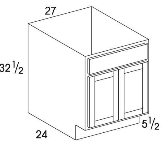 SB27UD - York White - UD Sink Base Cabinet - Butt Doors - Special Order