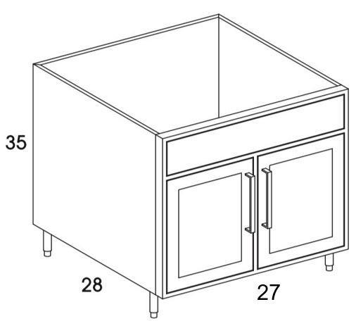 SB30 - Shaker White - Outdoor Base Cabinet - Butt Doors/Sink - Special Order