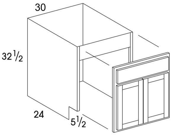 SB30REMUD - York White - UD Removable Front Sink Base - Butt Doors - Special Order