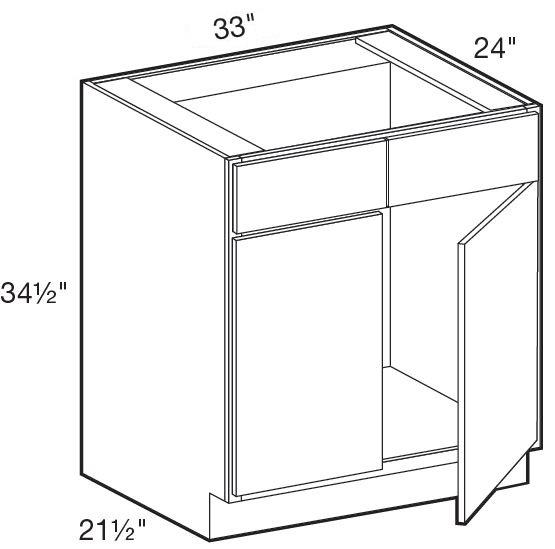 SB33 - Manhattan High Gloss Metallic - Sink Base 33" - Double Door/ Double False Front