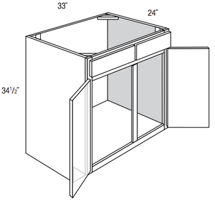 SB33 - Concord Pebble Gray - Sink Base Cabinet - Double Doors/False Drawer Front - 33"W x 34.5"H x 24"D