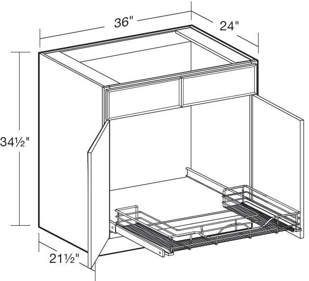 SB36-1USWP - Manhattan High Gloss Metallic - Sink Base 36" U-Shape Pullout - Double Door/Double False Fronts