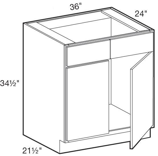 SB36 - Manhattan High Gloss White - Sink Base 36" - Double Door/ Double False Front