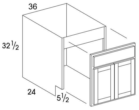 SB36REMUD - York White - UD Removable Front Sink Base - Butt Doors - Special Order