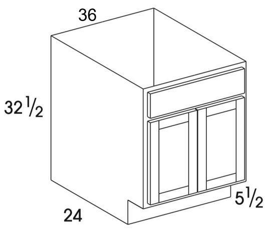 SB36UD - York White - UD Sink Base Cabinet - Butt Doors - Special Order