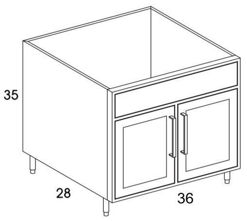 SB33 - Shaker White - Outdoor Base Cabinet - Butt Doors/Sink - Special Order