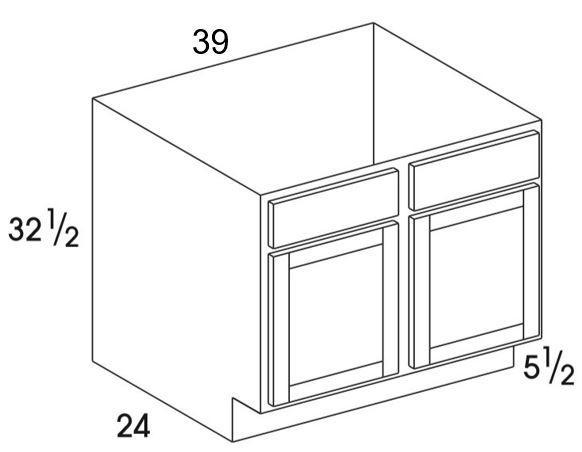SB39UD - Berwyn Opal - UD Sink Base Cabinet - Double Doors - Special Order