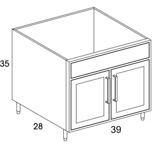 SB39 - Shaker White - Outdoor Base Cabinet - Butt Doors/Sink - Special Order