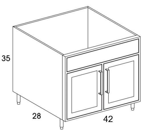 SB42 - Shaker White - Outdoor Base Cabinet - Butt Doors/Sink - Special Order