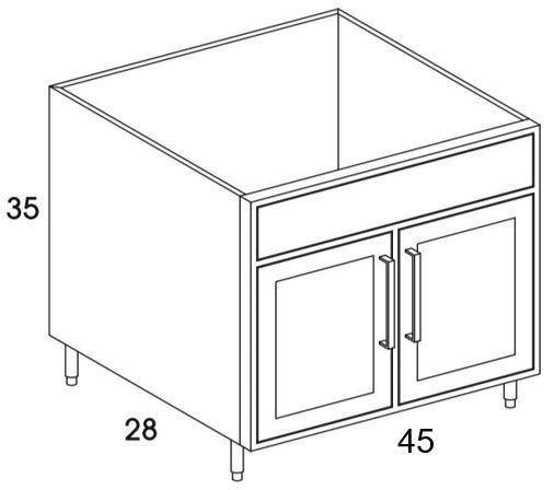SB45 - Shaker White - Outdoor Base Cabinet - Butt Doors/Sink - Special Order