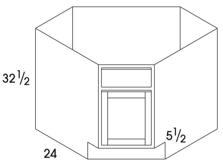 SCB36UD - Berwyn Opal - UD Corner Sink Base - Single Door - Special Order
