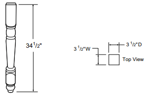 SPL - Wembley Valley Gray - Spindle - 34 1/2" x 3 1/2" x 3 1/2"