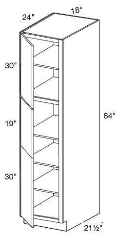 U182484L - Manhattan High Gloss Metallic - Utility 18" x 24" x 84" - Single Door - Hinges On Left