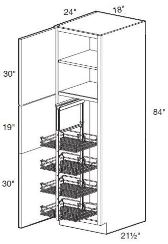 U182484L-PO4WS - Glasgow Deep Onyx - Utility 18" x 24" x 84" 4 Wire Shelf - Single Door - Hinges On Left