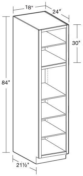 U182484ND - Manhattan High Gloss Metallic - Utility 18"x24"x84"-No Door - Interior Finished To Match Frame