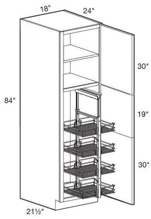 U182484R-PO4WS - Hawthorne Cinnamon - Utility 18" x 24" x 84" 4 Wire Shelf - Single Door - Hinges On Right