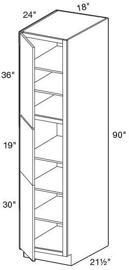 U182490L - Fulton Mocha - Utility 18" x 24" x 90" - Single Door - Hinges On Left