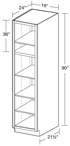 U182490ND - Waterford Vivid White - Utility 18"x24"x90"-No Door - Interior Finished To Match Frame