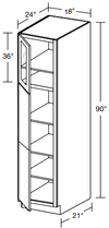 U182490PFGL - Glasgow Polar White - Utility 18"x24"x90" - Single Door Prepped For Glass - Hinges On Left