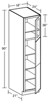 U182490PFGR - Glasgow Polar White - Utility 18"x24"x90" - Single Door Prepped For Glass - Hinges On Right