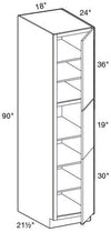 U182490R - Glasgow Polar White - Utility 18" x 24" x 90" - Single Door - Hinges On Right