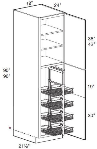 U182490R-PO4WS - Nantucket Polar White - Utility 18" x 24" x 90" 4 Wire Shelf - Single Door - Hinges On Right