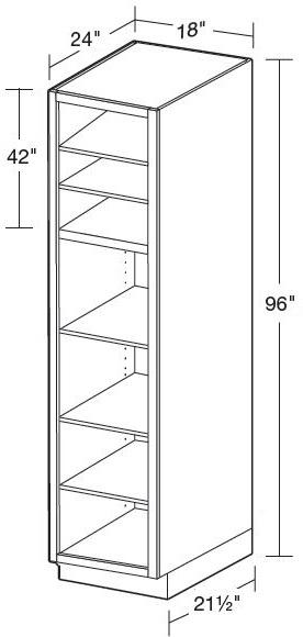 U182496ND - Manhattan High Gloss Metallic - Utility 18"x24"x96"-No Door - Interior Finished To Match Frame