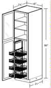 U182496PFGL-PO4WS - Glasgow Polar White - Utility 18"x24"x96" 4 Wire Shelf - Single Door Prepped For Glass - Hinges On Left