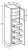 U182496PFGR-4T - Glasgow Polar White - Utility 18"x24"x96" 4 ROT - Single Door Prepped For Glass - Hinges On Right