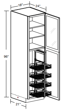 U182496PFGR-PO4WS - Tiverton Pebble Gray - Utility 18"x24"x96" 4 Wire Shelf - Single Door Prepped For Glass - Hinges On Right