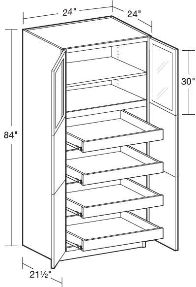 U242484-4T - Glasgow Mythic Blue - Utility 24" x 24" x 84" 4 rollout - Double Doors