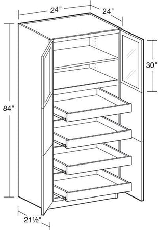 U242484PFG-4T - Nantucket Polar White - Utility 24"x24"x84" 4 ROT - Double Door Prepped For Glass