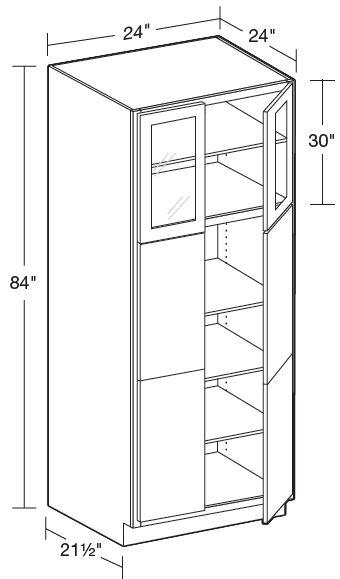 U242484PFG - Nantucket Polar White - Utility 24"x24"x84" - Double Door Prepped For Glass