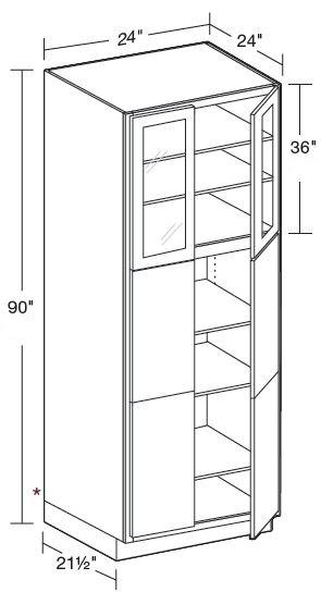U242490PFG - Nantucket Polar White - Utility 24"x24"x90" - Double Door Prepped For Glass
