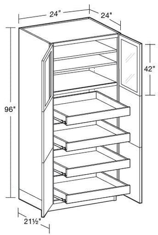 U242496PFG-4T - Nassau Mythic Blue - Utility 24"x24"x96" 4 ROT Tray - Double Door Prepped For Glass